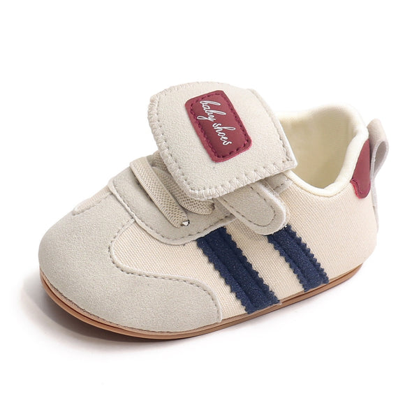 6 to 12 Months Baby Boys & Girls Sneaker Shoes,Infant Non Slip Sole Velcro Booties (Beige)-BT4518