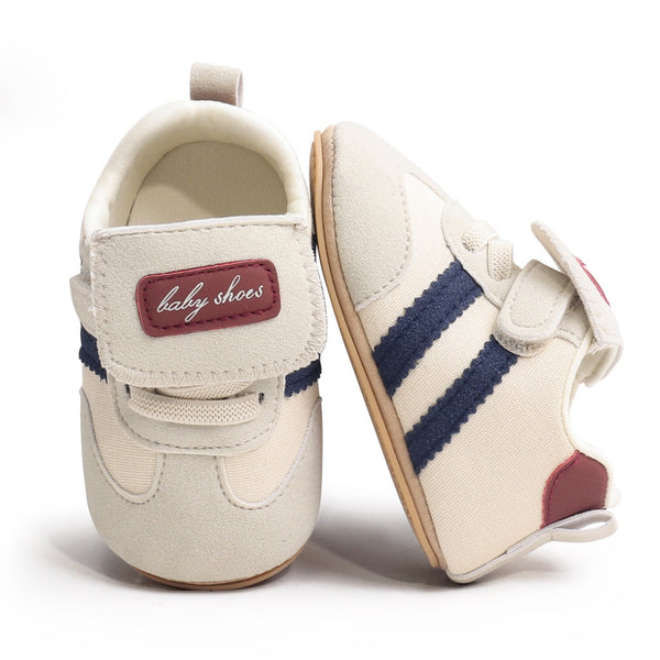 6 to 12 Months Baby Boys & Girls Sneaker Shoes,Infant Non Slip Sole Velcro Booties (Beige)-BT4518