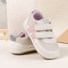 6 to 12 Months Baby Girls Shoes,Infant Non Slip Soft Sole Sneakers, Velcro Booties (White)-BT4529
