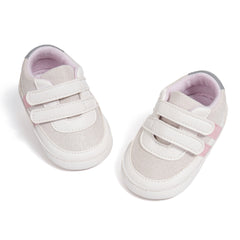 6 to 12 Months Baby Girls Shoes,Infant Non Slip Soft Sole Sneakers, Velcro Booties (White)-BT4529