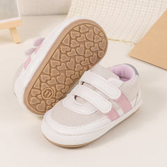 6 to 12 Months Baby Girls Shoes,Infant Non Slip Soft Sole Sneakers, Velcro Booties (White)-BT4529