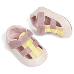 6 to 12 Months Baby Boys Synthetic Leather Shoes,Infant Non Slip Sole Velcro Booties (Beige)-BT4530