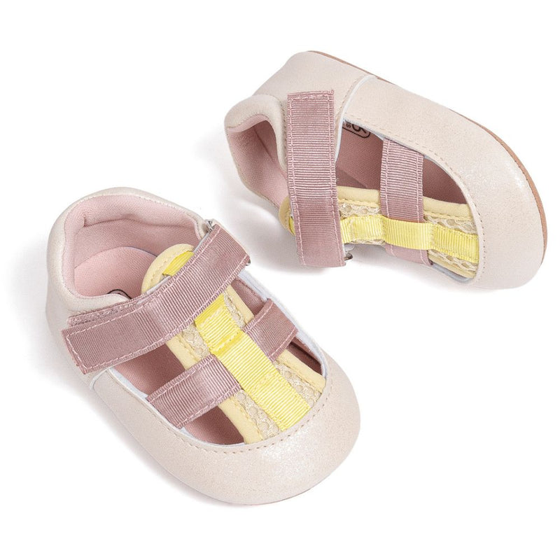 6 to 12 Months Baby Boys Synthetic Leather Shoes,Infant Non Slip Sole Velcro Booties (Beige)-BT4530