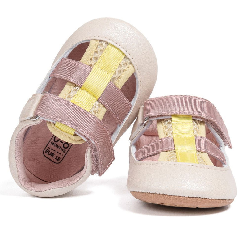6 to 12 Months Baby Boys Synthetic Leather Shoes,Infant Non Slip Sole Velcro Booties (Beige)-BT4530