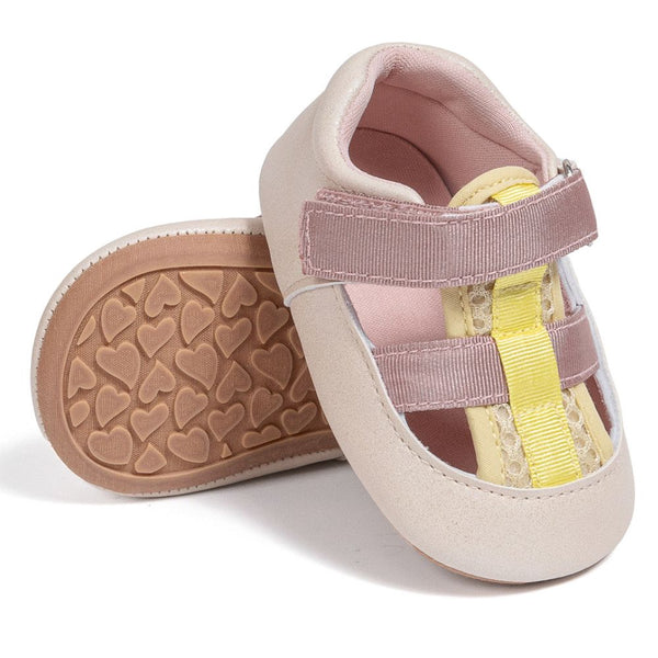 6 to 12 Months Baby Boys Synthetic Leather Shoes,Infant Non Slip Sole Velcro Booties (Beige)-BT4530