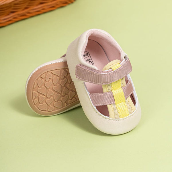 6 to 12 Months Baby Boys Synthetic Leather Shoes,Infant Non Slip Sole Velcro Booties (Beige)-BT4530