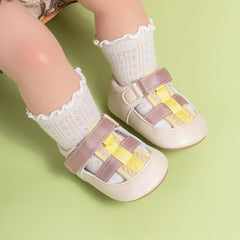 6 to 12 Months Baby Boys Synthetic Leather Shoes,Infant Non Slip Sole Velcro Booties (Beige)-BT4530