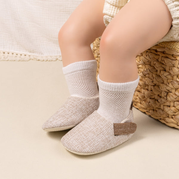 6 to 12 Months Baby Boys & Girls Cotton Shoes,Infant Anti-Slip Sole Slip-On Booties (Beige)-BT4532