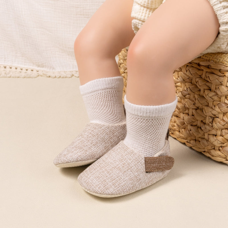 6 to 12 Months Baby Boys & Girls Cotton Shoes,Infant Anti-Slip Sole Slip-On Booties (Beige)-BT4532
