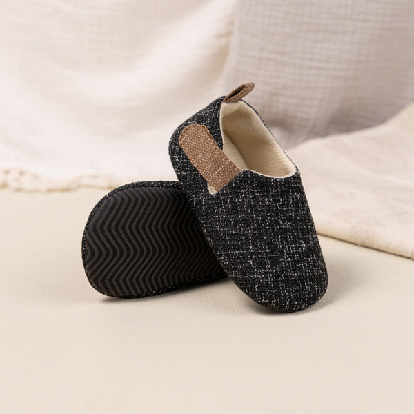 6 to 12 Months Baby Boys & Girls Cotton Shoes,Infant Anti-Slip Sole Slip-On Booties (Black)-BT4534