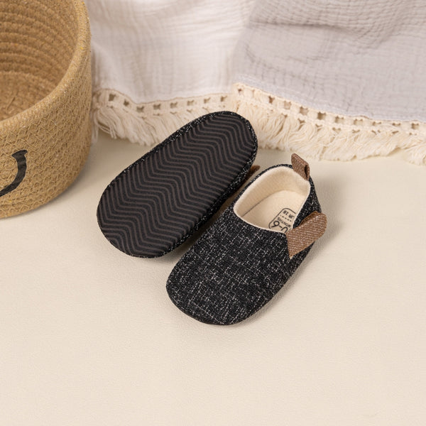 6 to 12 Months Baby Boys & Girls Cotton Shoes,Infant Anti-Slip Sole Slip-On Booties (Black)-BT4534
