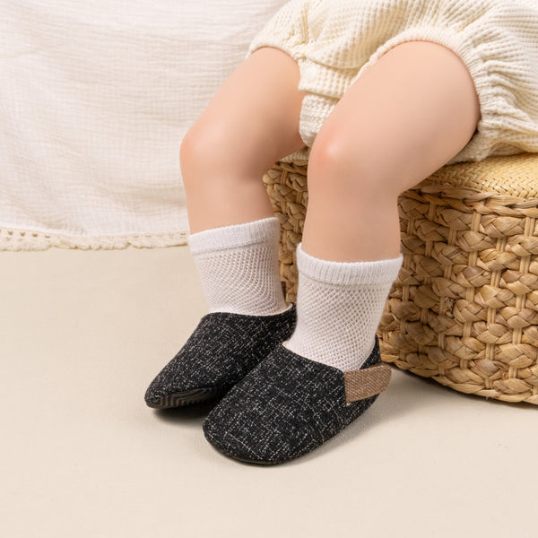 6 to 12 Months Baby Boys & Girls Cotton Shoes,Infant Anti-Slip Sole Slip-On Booties (Black)-BT4534