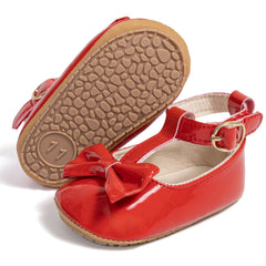 6 To 12 Months Newborn Baby Girls Belly Shoe Partywear Anti-Slip Sandal Booties (Red)-BT4538