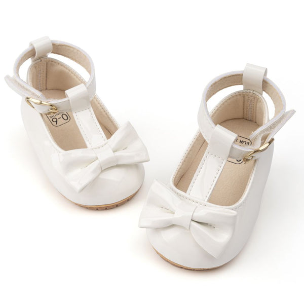 6 To 12 Months Newborn Baby Girls Belly Shoe Partywear Anti-Slip Sandal Booties (White)-BT4540