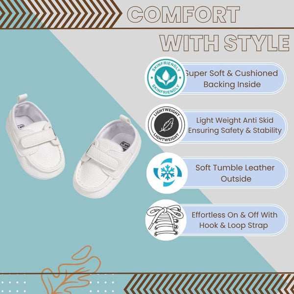 6 to 12 Months Baby Boys Shoes,Infant Non Slip Booties (White)-BT4542