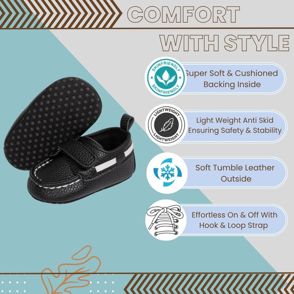 6 to 12 Months Baby Boys Shoes,Infant Non Slip Booties (Black)-BT4543