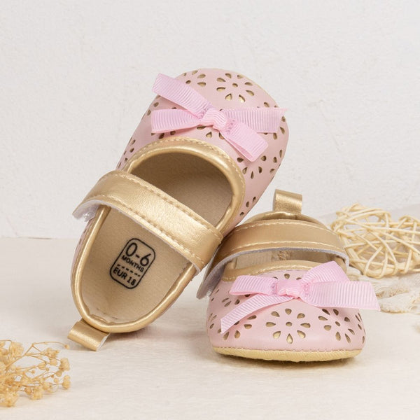 6 To 12 Months Newborn Baby Girls Belly Shoe Anti-Slip Sandal Booties (Pink)-BT4549