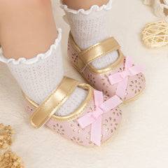 6 To 12 Months Newborn Baby Girls Belly Shoe Partywear Anti-Slip Sandal Booties (Pink)-BT4549