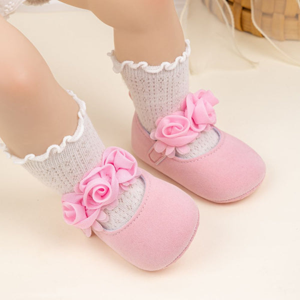 6 To 12 Months Newborn Baby Girls Belly Shoe Partywear Anti-Slip Sandal Booties (Pink)-BT4557
