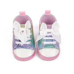 6 to 12 Months Baby Boys & Girls Canvas Shoes,Infant Non Slip Sole Lace Closure Booties (Pink,White)-BT4560