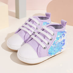6 to 12 Months Baby Boys & Girls Synthetic Leather Shoes,Infant Non Slip Lace Booties (Purple)-BT4563