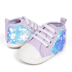 6 to 12 Months Baby Boys & Girls Synthetic Leather Shoes,Infant Non Slip Lace Booties (Purple)-BT4563