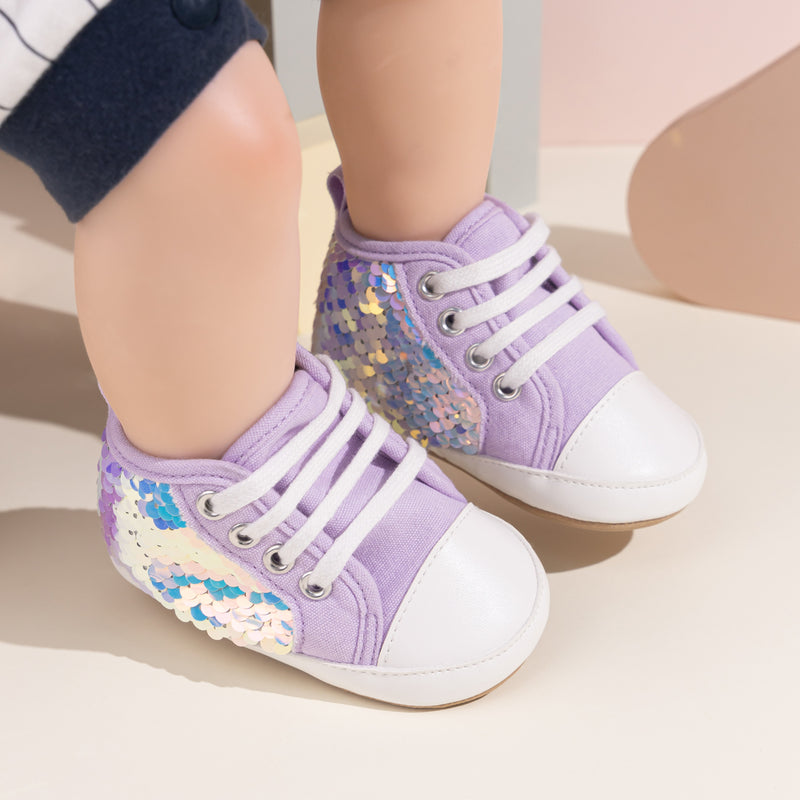 6 to 12 Months Baby Boys & Girls Synthetic Leather Shoes,Infant Non Slip Lace Booties (Purple)-BT4563