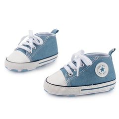 6 to 12 Months Baby Boys & Girls Canvas Shoes,Infant Non Slip Sole Lace Closure Booties (Light Blue)-BT4566