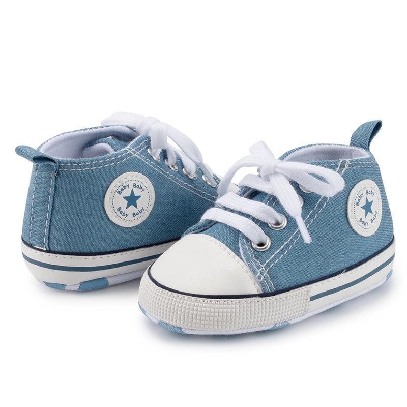 6 to 12 Months Baby Boys & Girls Canvas Shoes,Infant Non Slip Sole Lace Closure Booties (Light Blue)-BT4566