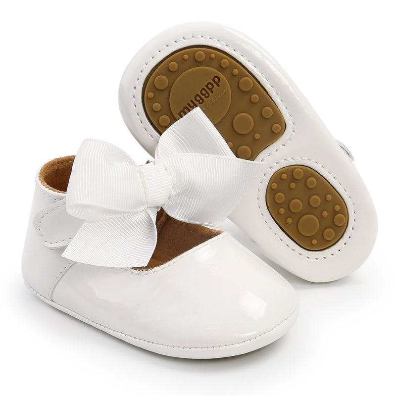 6 To 12 Months Newborn Baby Girls Belly Shoe Partywear Anti-Slip Sandal Booties (White)-BT4567