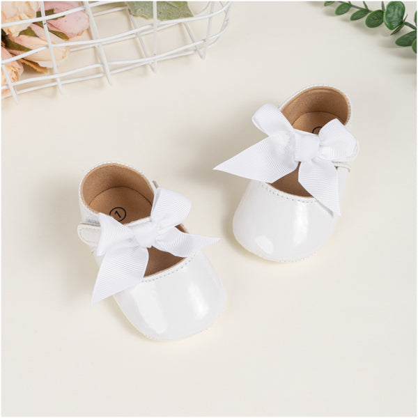 6 To 12 Months Newborn Baby Girls Belly Shoe Partywear Anti-Slip Sandal Booties (White)-BT4567