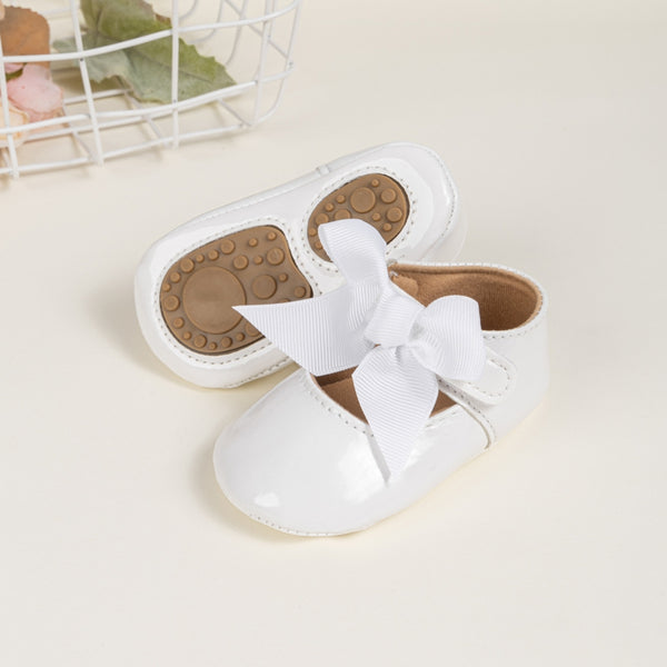 6 To 12 Months Newborn Baby Girls Belly Shoe Partywear Anti-Slip Sandal Booties (White)-BT4567