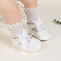 6 To 12 Months Newborn Baby Girls Belly Shoe Partywear Anti-Slip Sandal Booties (White)-BT4567