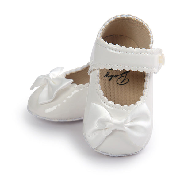 6 To 12 Months Newborn Baby Girls Belly Shoe Partywear Anti-Slip Sandal Booties (White)-BT4568