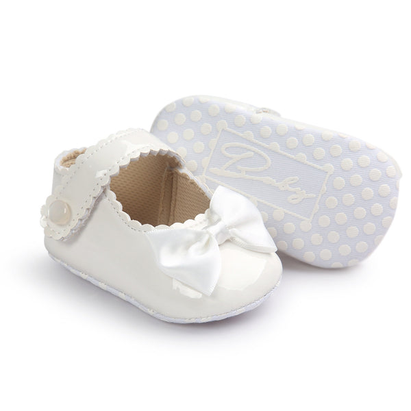 6 To 12 Months Newborn Baby Girls Belly Shoe Partywear Anti-Slip Sandal Booties (White)-BT4568