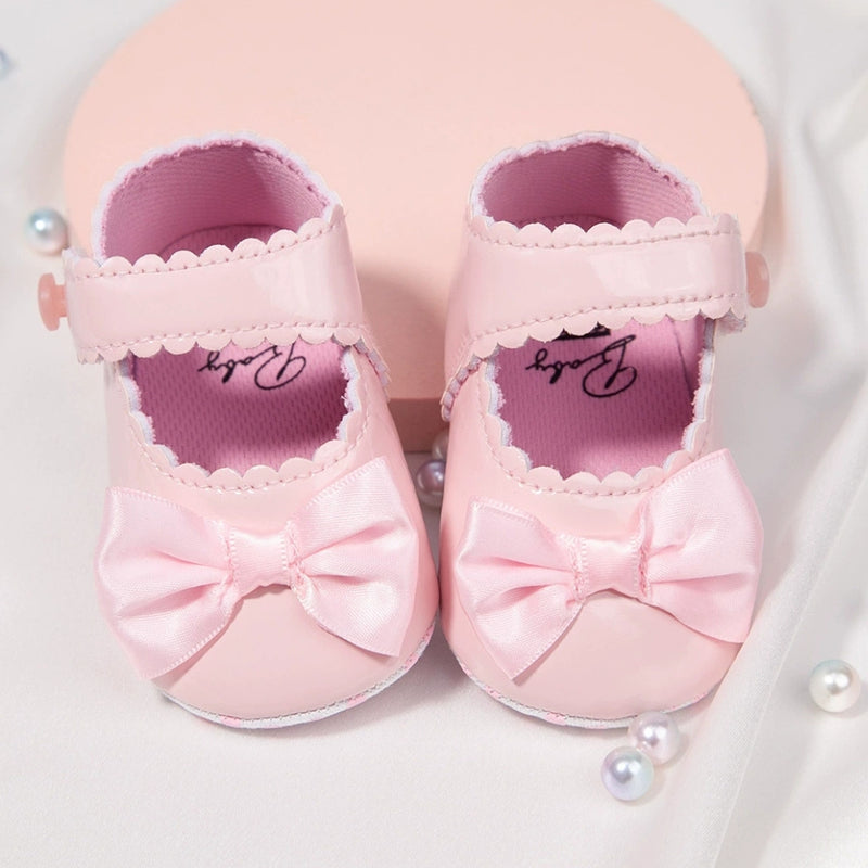 6 To 12 Months Newborn Baby Girls Belly Shoe Partywear Anti-Slip Sandal Booties (Light Pink)-BT4569