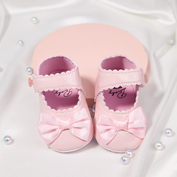 6 To 12 Months Newborn Baby Girls Belly Shoe Partywear Anti-Slip Sandal Booties (Light Pink)-BT4569