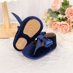 6 To 12 Months Newborn Baby Girls Belly Shoe Partywear Anti-Slip Sandal Booties (Blue)-BT4571