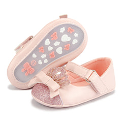 6 To 12 Months Newborn Baby Girls Belly Shoe Partywear Anti-Slip Sandal Booties (Pink)-BT4579