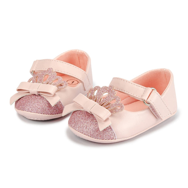 6 To 12 Months Newborn Baby Girls Belly Shoe Partywear Anti-Slip Sandal Booties (Pink)-BT4579
