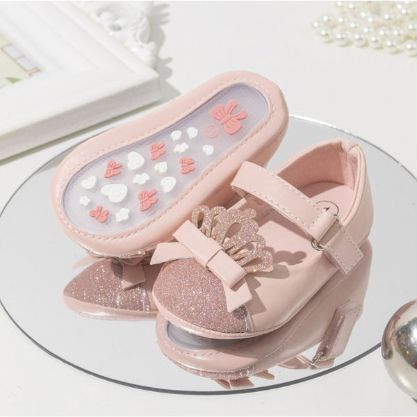 6 To 12 Months Newborn Baby Girls Belly Shoe Partywear Anti-Slip Sandal Booties (Pink)-BT4579