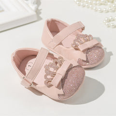 6 To 12 Months Newborn Baby Girls Belly Shoe Partywear Anti-Slip Sandal Booties (Pink)-BT4579