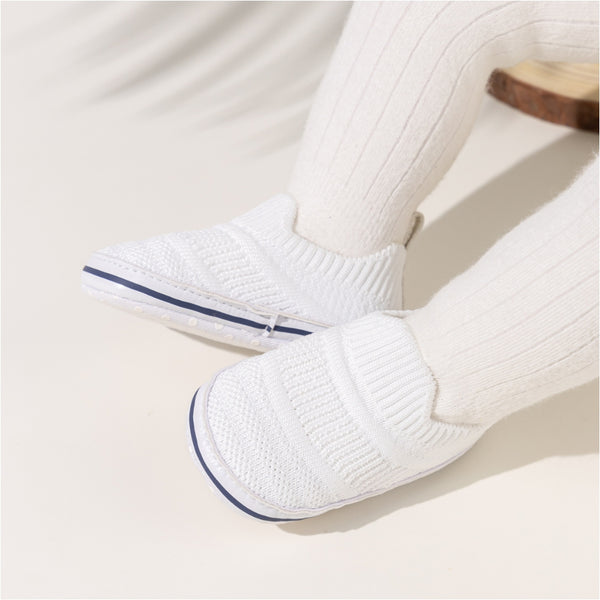 6 to 12 Months Baby Boys & Girls Cotton Mesh Sneaker Shoes,Infant Slip On Booties (White)-BT4582