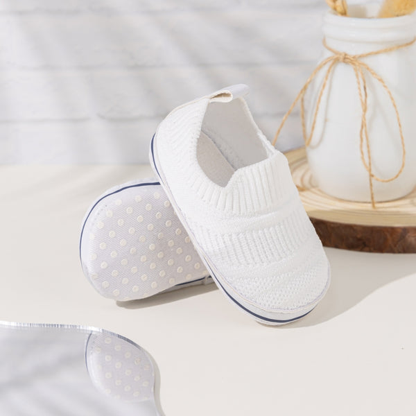 6 to 12 Months Baby Boys & Girls Cotton Mesh Sneaker Shoes,Infant Slip On Booties (White)-BT4582