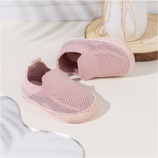 6 to 12 Months Baby Boys & Girls Cotton Mesh Sneaker Shoes,Infant Slip On Booties (Pink)-BT4583