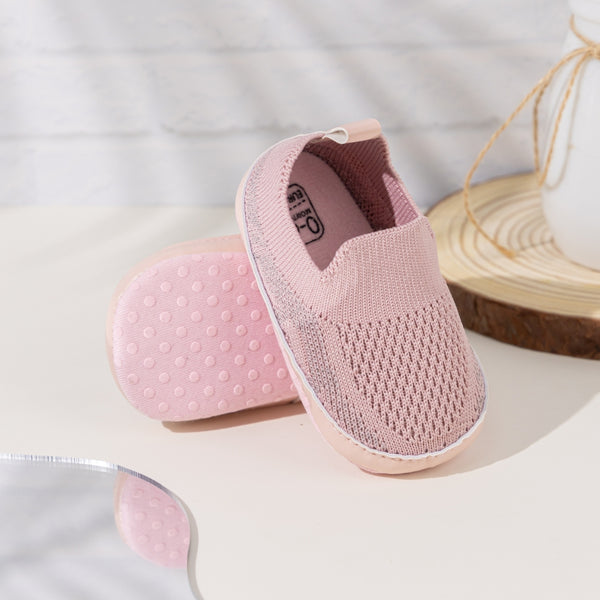 6 to 12 Months Baby Boys & Girls Cotton Mesh Sneaker Shoes,Infant Slip On Booties (Pink)-BT4583