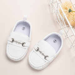 6 to 12 Months Baby Boys  Synthetic Leather Loafer Shoes,Infant Non Slip Booties (White)-BT4585