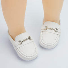 6 to 12 Months Baby Boys  Synthetic Leather Loafer Shoes,Infant Non Slip Booties (White)-BT4585