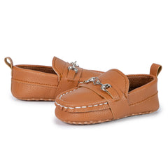 6 to 12 Months Baby Boys Synthetic Leather Loafer Shoes,Infant Non Slip Booties (Brown)-BT4586
