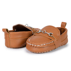 6 to 12 Months Baby Boys Synthetic Leather Loafer Shoes,Infant Non Slip Booties (Brown)-BT4586